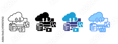 Retrieval icon set multiple style collection