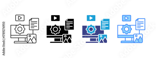 Content Management System  icon set multiple style collection