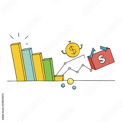 A dramatic scene of financial graphs crashing through the floor, symbolizing market collapse, economic crisis, and sudden downfall in global financial stability.
