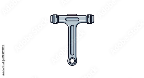 A clean flat design vector illustration depicting a T-handle socket wrench, a useful hand tool for automotive and repair work.