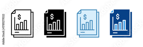 Bar Chart Icon Set Multiple Style Collection