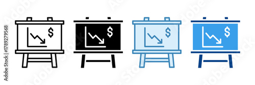 Decline Icon Set Multiple Style Collection