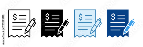 Receipt Icon Set Multiple Style Collection