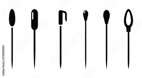 Collection of various push pins symbol for office school and craft supplies