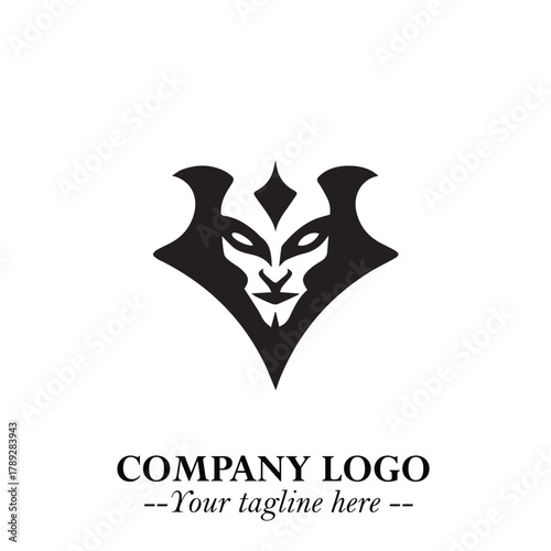 Head of Vampire Logo Symbol in Black on the White Background with Gothic Horror Vector Design