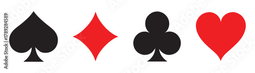Suit deck of playing cards on transparent background. Vector illustration.