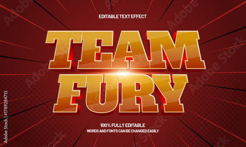 team fury editable esport team text effect for gaming logo design