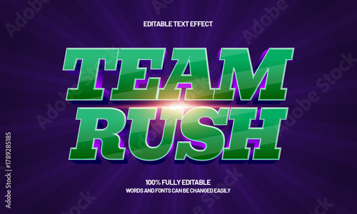 team rush editable esport team text effect for gaming logo design