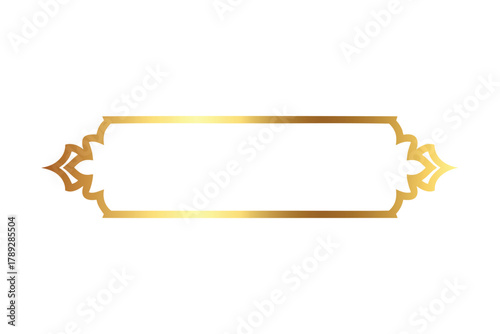 Golden ornamental frame. Elegant decorative border. Royal luxury banner on white