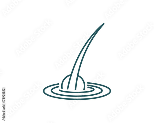 Hair follicle with liquid drop minimal line vector drawing. Scalp care and treatment icon.