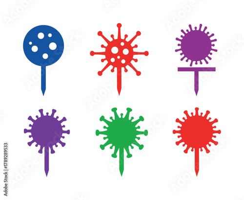 Various virus shaped cake toppers set collection