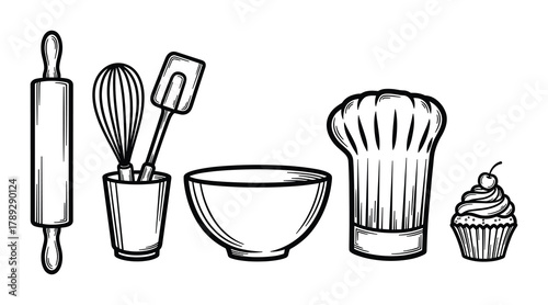 Baking cooking kitchen tools ingredients cupcake hat