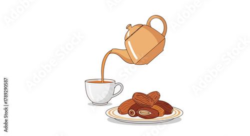 Hot Tea Being Poured Over Delicious Cookies for a Cozy Snack