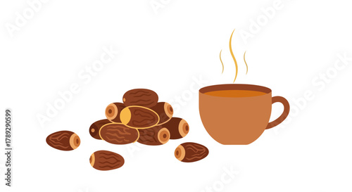 Warm Freshly Brewed Coffee in a Traditional Cup with Coffee Beans Perfect Morning Beverage