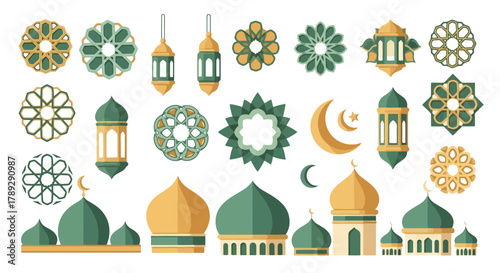 Beautiful Ramadan Lanterns and Crescent Moon for Eid Celebration