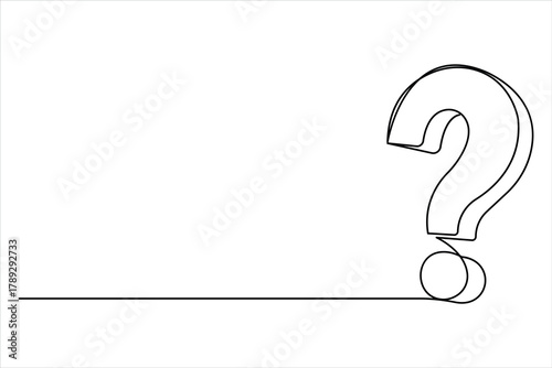 Question mark icon continuous one line art drawing of minimalist style, Question mark one line art vector illustration