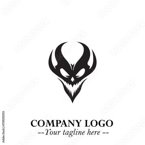 Head of Vampire Logo Symbol in Black on the White Background with Gothic Horror Vector Design