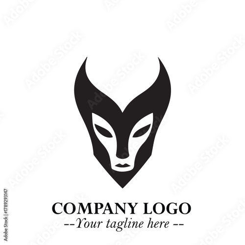 Head of Vampire Logo Symbol in Black on the White Background with Gothic Horror Vector Design