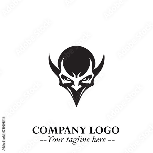 Head of Vampire Logo Symbol in Black on the White Background with Gothic Horror Vector Design