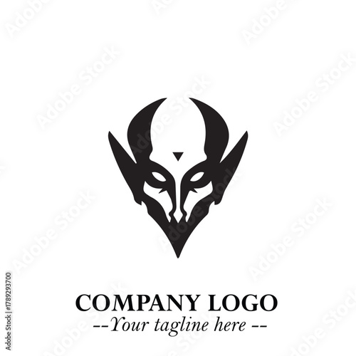 Head of Vampire Logo Symbol in Black on the White Background with Gothic Horror Vector Design