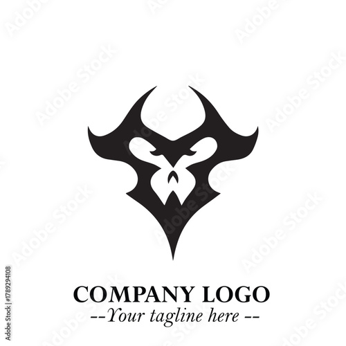 Head of Vampire Logo Symbol in Black on the White Background with Gothic Horror Vector Design