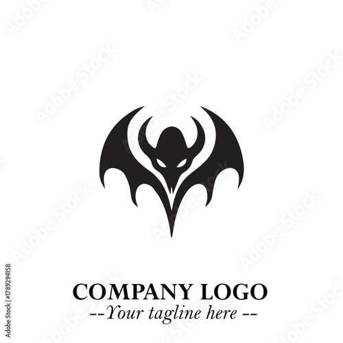 Head of Vampire Logo Symbol in Black on the White Background with Gothic Horror Vector Design