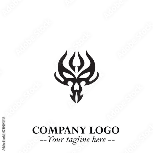 Head of Vampire Logo Symbol in Black on the White Background with Gothic Horror Vector Design