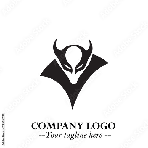 Head of Vampire Logo Symbol in Black on the White Background with Gothic Horror Vector Design