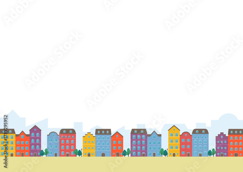 simple background of colorful buildings