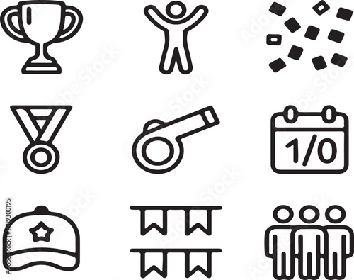 Celebration Icons Achievement, Joy, and Festive Elements