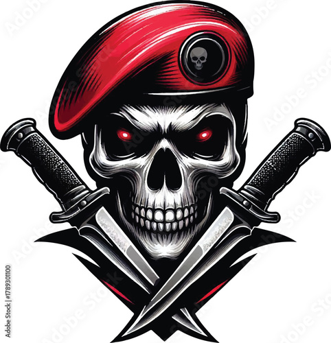 skull beret and dagger