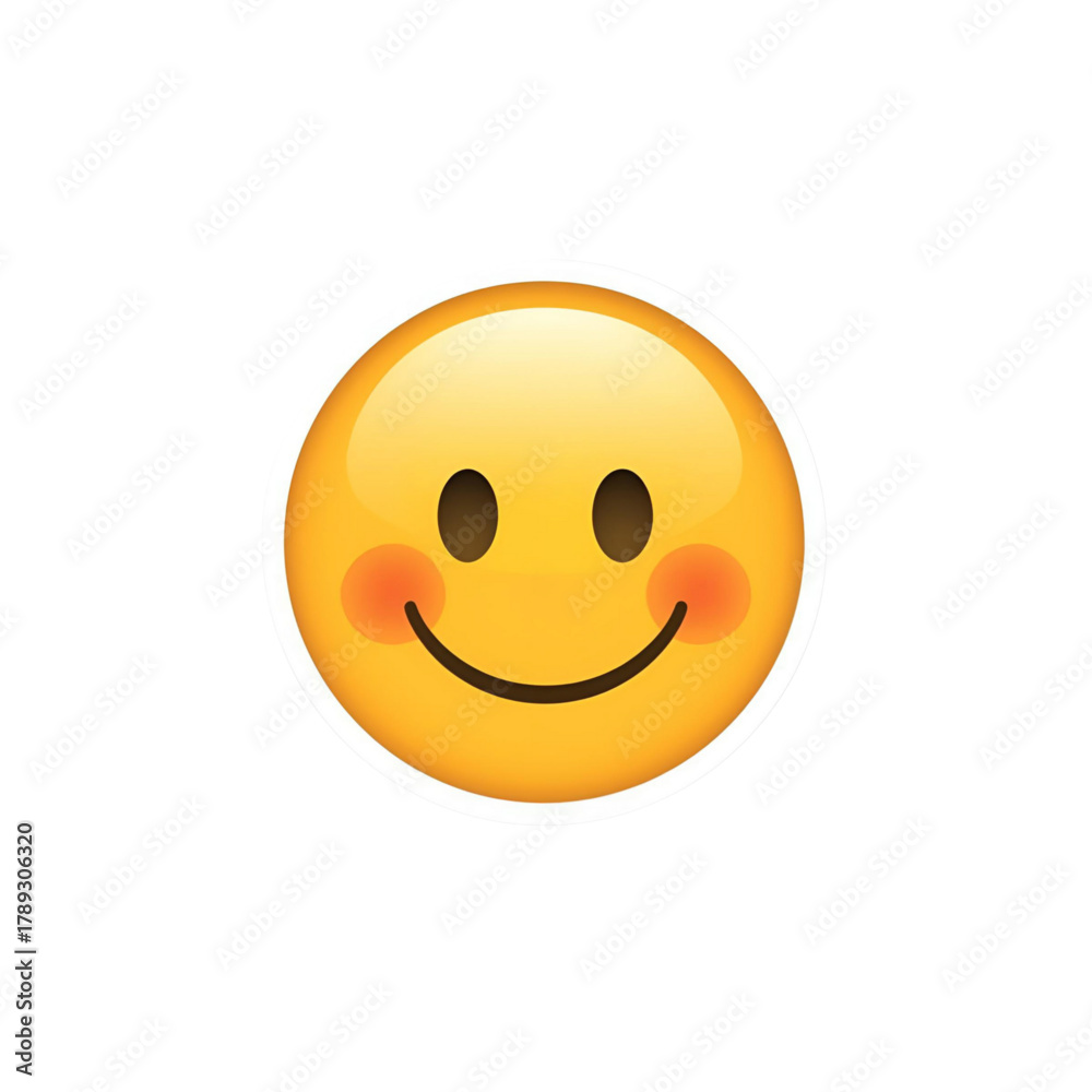 Fototapeta premium Smiling Blushing Emoji Vector – Cute Happy Face Expression