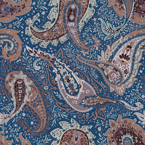 Soft Navy Layered Paisley Pattern