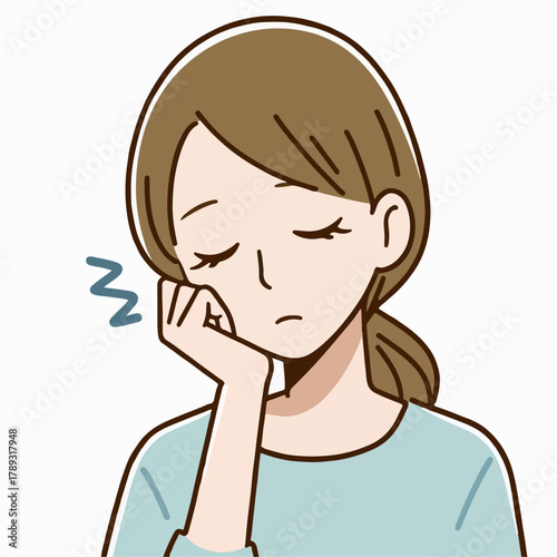 Cartoon illustration of a tired person