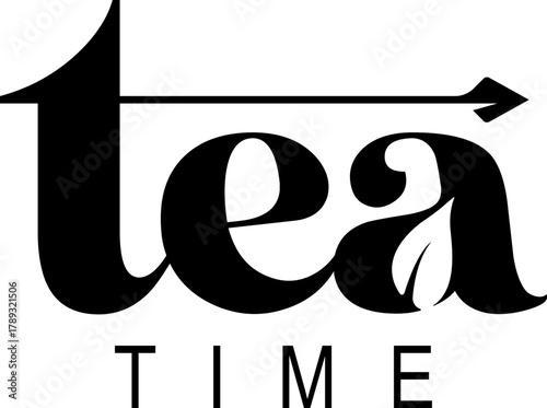 simple black silhouette tea leaf for black tea green tea herbal tea healthy drink vector icon logo design