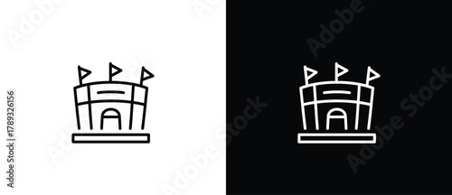 Simple icon of Sports Field, Arena Vector sign illustration. Building Architecture Line Icons. Black and white line icons. Editable strokes.