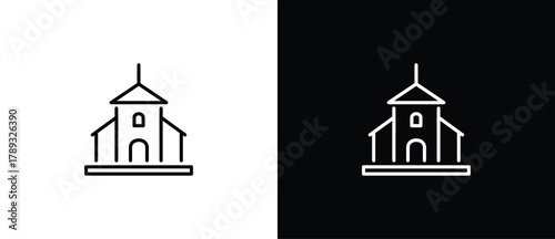 Simple Place of Worship icon. Vector sign illustration. Building Architecture Line Icons. Black and white line icons. Editable strokes.