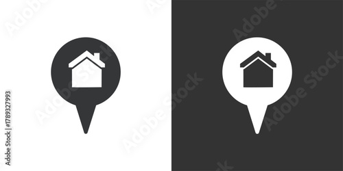 Home Location Pin icon. Solid glyph series icon