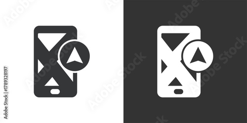 Carta da parati Mobile GPS Navigation icon. Solid glyph series icon