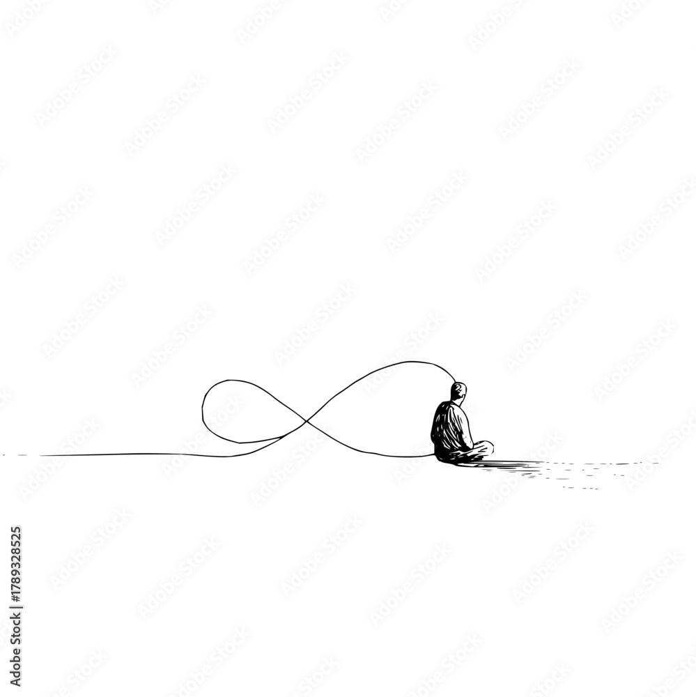 Fototapeta premium Meditation mindfulness infinity loop art drawing concept for mental health and spiritual well being artwork