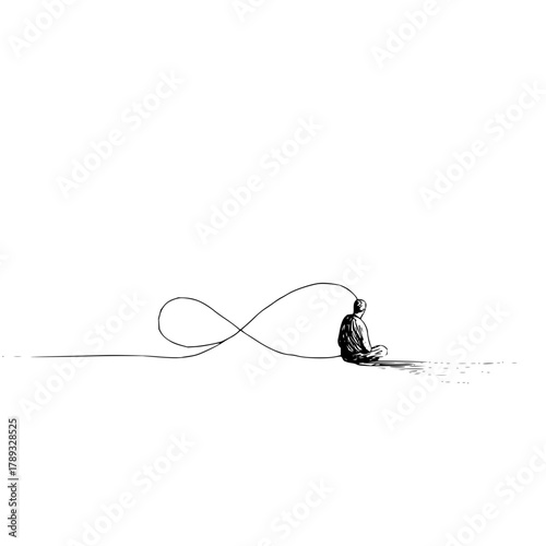 Meditation mindfulness infinity loop art drawing concept for mental health and spiritual well being artwork