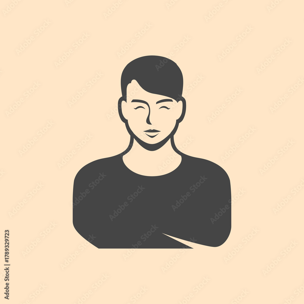 Fototapeta premium Simple vector graphic of a young mans portrait icon.