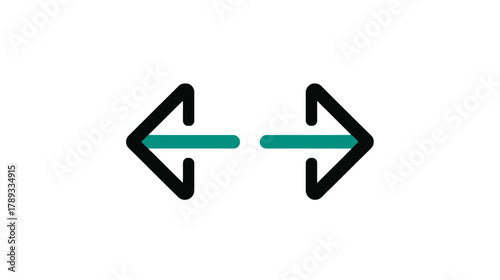 Minimalist expand icon with opposing arrows and connecting line for width, distance, resize, or dimension measurement