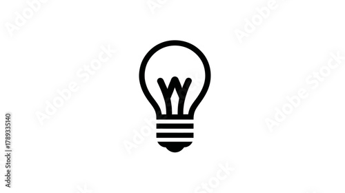 Light bulb icon representing idea, innovation, inspiration, solution, and creative thinking. Minimalist black outline on white background.