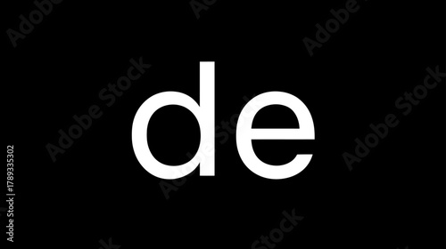 Simple white lowercase 'de' text on a plain black background, minimalist graphic element for design projects and typography