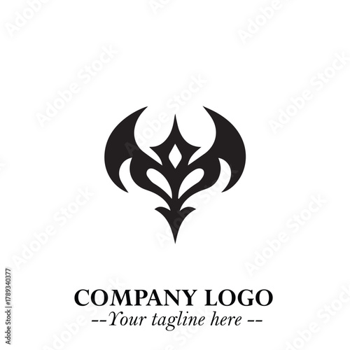 Head of Vampire Logo Symbol in Black on the White Background with Gothic Horror Vector Design