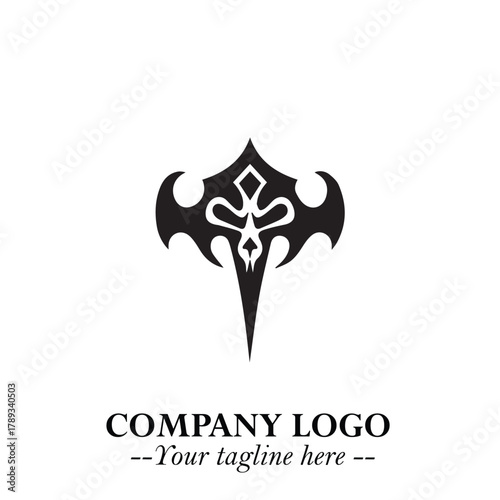Head of Vampire Logo Symbol in Black on the White Background with Gothic Horror Vector Design