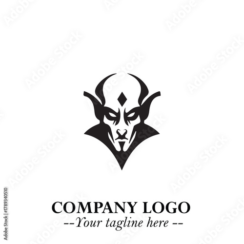 Head of Vampire Logo Symbol in Black on the White Background with Gothic Horror Vector Design