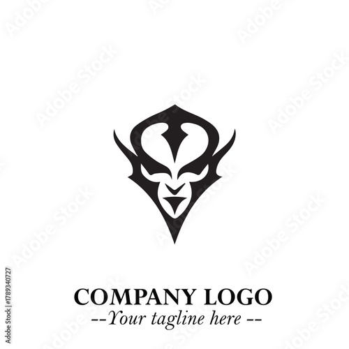 Head of Vampire Logo Symbol in Black on the White Background with Gothic Horror Vector Design