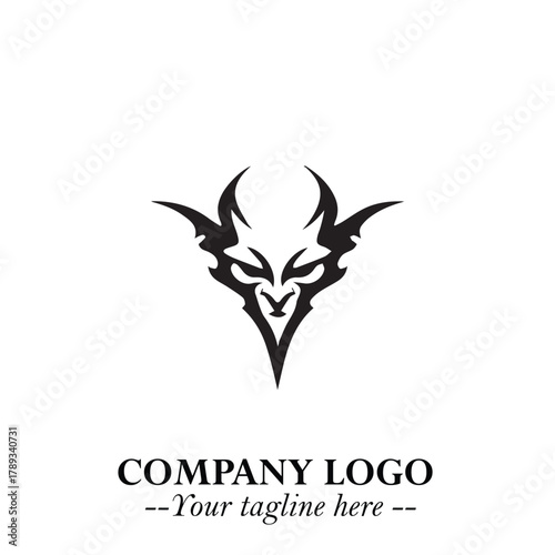 Head of Vampire Logo Symbol in Black on the White Background with Gothic Horror Vector Design